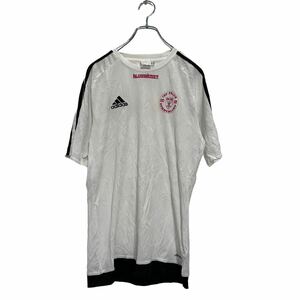 adidas 半袖 ロゴTシャツ S ホワイト ブラック アディダス クルーネック サッカーシャツ クライマライト 古着卸 アメリカ仕入 a603-6919