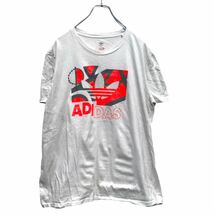 adidas 半袖 ロゴプリントTシャツ Lサイズ アディダスオリジナルス スポーツ 白 ホワイト 古着卸 アメリカ仕入 a603-5095_画像1