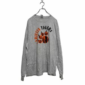 JERZEES 長袖 プリントTシャツ XL グレー ジャージーズ ビッグサイズ TIGERS ロンT ロングTシャツ 古着卸 アメリカ仕入 a603-5976