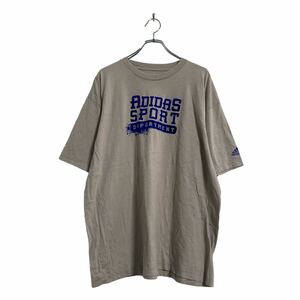 adidas 半袖 プリント Tシャツ XL ベージュ アディダス ビッグサイズ 文字ロゴ 古着卸 アメリカ仕入 a603-6271