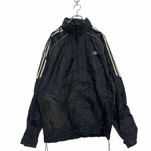 adidas Zip up nylon jacket XL black Adidas big size Wind breaker old clothes . America buying up a603-5620