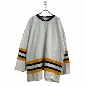 Athletic Knit 七分袖 ゲームシャツ 3XL ホワイト イエロー ブラック ロンT ロングTシャツ ビッグサイズ 古着卸 アメリカ仕入 a603-5407