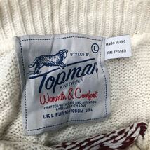 Topman ノルディック柄 ニット セーター L ホワイト ボルドー UK製 薄手 古着卸 アメリカ仕入 a603-5060_画像7