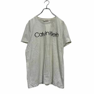 Calvin Klein 半袖 ロゴTシャツ L ホワイト カルバンクライン クルーネック 2トーンロゴ 古着卸 アメリカ仕入 a604-5734