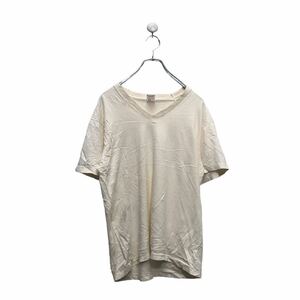 Hanes 半袖 無地 Tシャツ ヘインズ L ホワイト アイボリー シングルステッチ Vネック 古着卸 アメリカ仕入 a604-5793