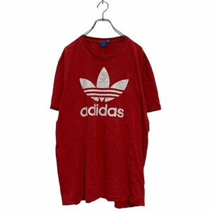 adidas 半袖 ロゴTシャツ 2XL レッド アディダス ビッグサイズ クルーネック ビッグロゴ 古着卸 アメリカ仕入 a604-5735