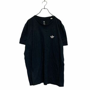 adidas 半袖 ロゴTシャツ XL ブラック アディダス ビッグサイズ ワンポイント クルーネック 古着卸 アメリカ仕入 a604-5984