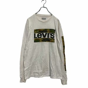 Levi's 長袖 プリントTシャツ M ホワイト カーキ リーバイス 袖プリント 迷彩 ロンT ロングTシャツ 古着卸 アメリカ仕入 a604-6079