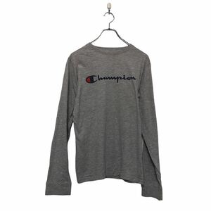 Champion 長袖 ロゴ Tシャツ チャンピオン XL グレー ネイビー プリント クルーネック 古着卸 アメリカ仕入 a604-6087