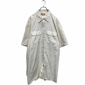 Dickies 半袖 ワークシャツ 2XL オフホワイト ディッキーズ ビッグサイズ 無地 シンプル 古着卸 アメリカ仕入 a604-6335