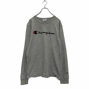 Champion 半袖 ロゴTシャツ M グレー チャンピオン 袖ロゴ ロンT ロングTシャツ 古着卸 アメリカ仕入 a604-6291