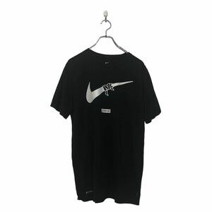 NIKE 半袖 ロゴ Tシャツ ナイキ M ブラック ドライフィット プリント クルーネック 古着卸 アメリカ仕入 a604-6481