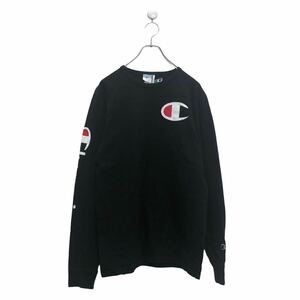 Champion 長袖 プリント Tシャツ Mチャンピオン ブラック 袖プリント ロンT ロングTシャツ 古着卸 アメリカ仕入 a604-6428