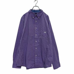 CHAPS 長袖 チェックシャツ 2XL パープル ブルー チャップス ビッグサイズ ボタンダウン ワンポイントロゴ 古着卸 アメリカ仕入 a604-6371