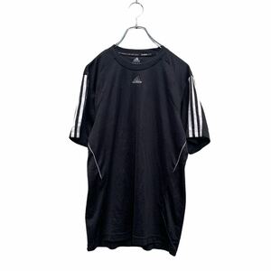 adidas 半袖 ロゴTシャツ S ブラック アディダス クルーネック 袖ライン クライマライト 古着卸 アメリカ仕入 a604-6509