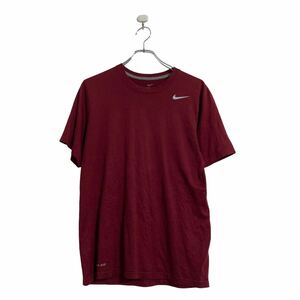 NIKE 半袖 ロゴTシャツ M ボルドー ナイキ ドライフィット ワンポイントロゴ 古着卸 アメリカ仕入 a604-6559