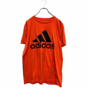 adidas 半袖 ロゴTシャツ M ネオンオレンジ アディダス クルーネック ビッグロゴ 古着卸 アメリカ仕入 a604-6655