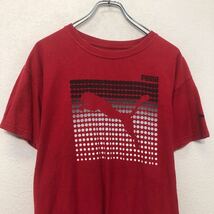 PUMA 半袖 ロゴ Tシャツ M レッド ブラック プーマ プリント クルーネック 古着卸 アメリカ仕入 a604-6631_画像2