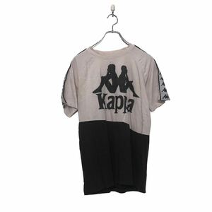 Kappa 半袖 ロゴ Tシャツ M カッパ ピンク ブラック ラグラン プリント 切り替え クルーネック 古着卸 アメリカ仕入 a604-6647