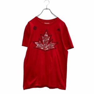 adidas 半袖 プリントTシャツ M レッド アディダス クルーネック ホッケー 2016 ワールドカップ 古着卸 アメリカ仕入 a604-6653