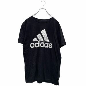 adidas 半袖 ロゴTシャツ M ブラック ホワイト アディダス クルーネック ビッグロゴ 古着卸 アメリカ仕入 a604-6605