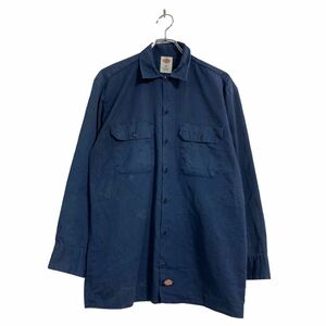 Dickies 長袖 ワークシャツ M ネイビー ディッキーズ ストリート 古着卸 アメリカ仕入 a604-6624