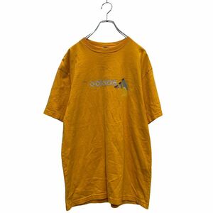 adidas 半袖 プリントTシャツ M マスタードイエロー アディダス クルーネック カナダ製 古着卸 アメリカ仕入 a604-6651