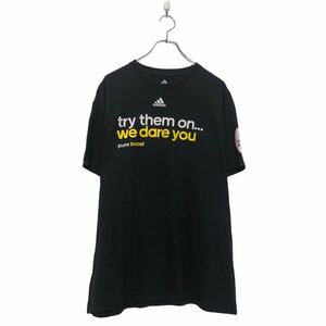 adidas 半袖 ロゴ Tシャツ アディダス L ブラック バックプリント クルーネック プリント 古着卸 アメリカ仕入 a604-6850