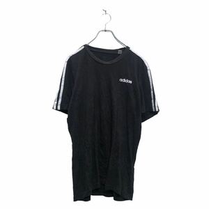 adidas 半袖 ロゴ Tシャツ アディダスM ブラック クルーネック プリント 古着卸 アメリカ仕入 a604-6928