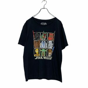 STAR WARS 半袖 キャラクター プリントTシャツ XL ブラック スターウォーズ クルーネック デフォルメキャラ 古着卸 アメリカ仕入 a604-6890