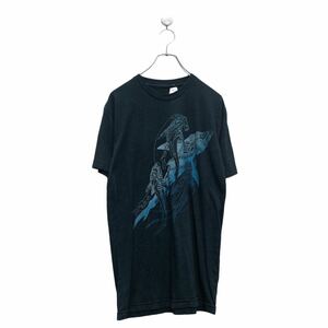 半袖 プリント Tシャツ L~ ダークネイビー 魚 イラスト クルーネック 古着卸 アメリカ仕入 a604-6998