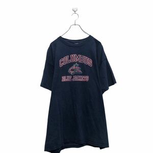 NHL 半袖 プリント Tシャツ エヌエイチエル XL~ ネイビー アイスホッケー ビッグサイズ クルーネック 古着卸 アメリカ仕入 a604-7033