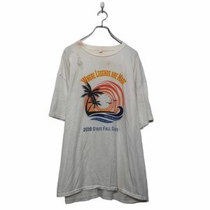 Hanes 半袖 プリント Tシャツ ヘインズ 2XL ホワイト ビッグサイズ バックプリント クルーネック 古着卸 アメリカ仕入 a604-6992