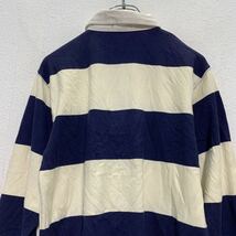 Polo Ralph Lauren 長袖 ボーダーポロシャツ M 150～ キッズ ネイビー ホワイト ラガーシャツ 古着卸 アメリカ仕入 a604-7091_画像6