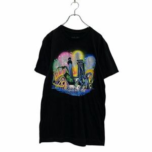 Busch Gardens 半袖 プリントTシャツ M ブラック クルーネック 遊園地 花火 古着卸 アメリカ仕入 a604-7007