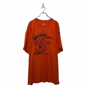 Hanes 半袖 プリント Tシャツ ヘインズ 2XL オレンジ ビッグサイズ バックプリント クルーネック 古着卸 アメリカ仕入 a604-7150