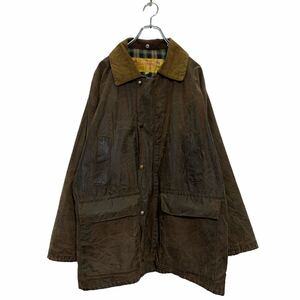 COUNTRY STYLE CLOTHING オイルドジャケット L ブラウン イングランド製 襟コーデュロイ 裏地チェック 古着卸 アメリカ仕入 a604-7113