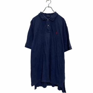 POLO RALPH LAUREN 半袖 無地ポロシャツ XL ネイビー ポロラルフローレン ビッグサイズ ワンポイント 鹿子 古着卸 アメリカ仕入 a604-7235