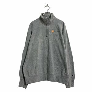 Champion プリント スウェット トレーナー L グレー チャンピオン ハーフジップ 裏起毛 古着卸 アメリカ仕入 a604-7252