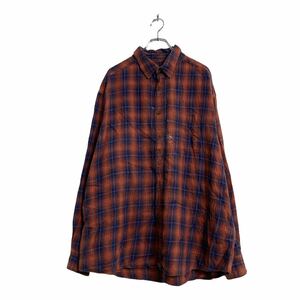 WOOLRICH 長袖 チェック シャツ XL オレンジ ネイビー ウールリッチ ボタンダウン ビッグサイズ 古着卸 アメリカ仕入 a604-7333