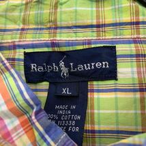 RALPH LAUREN 長袖 チェックシャツ XL ライトグリーン ピンク オレンジ ラルフローレン ボタンダウン ロゴ 古着卸 アメリカ仕入 a604-7383_画像9