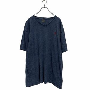 POLO RALPH LAUREN 半袖 ロゴTシャツ XL 杢ネイビー ポロラルフローレン ビッグサイズ Vネック ロゴ 古着卸 アメリカ仕入 a604-7399