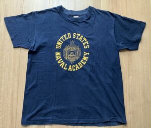 チャンピオン ヴィンテージUSNAVY Tシャツ トリコタグ ネイビー size Lビンテージ 軍物USFA USMA ビンテージ古着 USA製 100%コットン