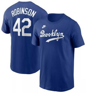 [US Size L] MLB Jackie Robinson Brooklyn Dodgers Футболка Royal Blue