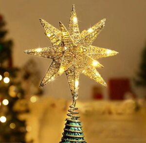 クリスマス ツリートップスター Lewondr 星 LED 飾り 電池式