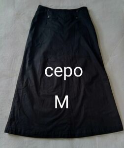 cepo(セポ)　ロングスカート　ブラック　M　ストレッチ素材　ウエストゴム 台形 カジュアル