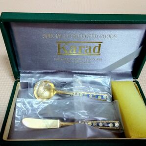  未使用品　Karad K22 ゴールドコーティング バターナイフ シュガースプーン 梅柄 七宝焼き カトラリー アンティーク
