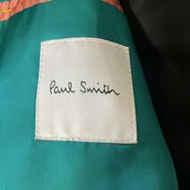 現行・希少L★ ポールスミス Paul Smith ジャケット MA-1 ラムレザー切り替え マルチストライプ ブラック ロゴジップアップ ブルゾン 羊革_画像10