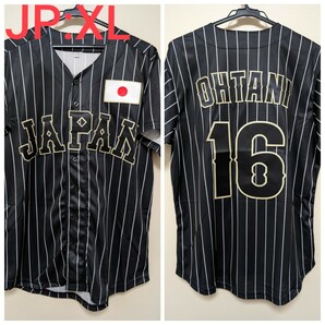 ★JP/XL★野球 日本代表 黒ユニフォーム サムライジャパン #16 大谷翔平 SAMURAI JAPAN WBC ベースボールシャツ ブラック BBQ 花見 桜 春の画像1