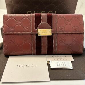 新品同様！ グッチ GUCCI 財布 長財布 シマレザー　シェリーライン